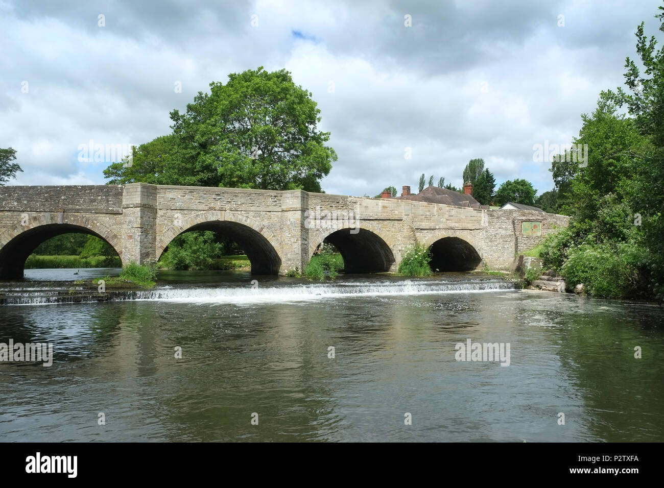 Ponte Leintwardine, Fiume teme, Herefordshire, Inghilterra Foto Stock