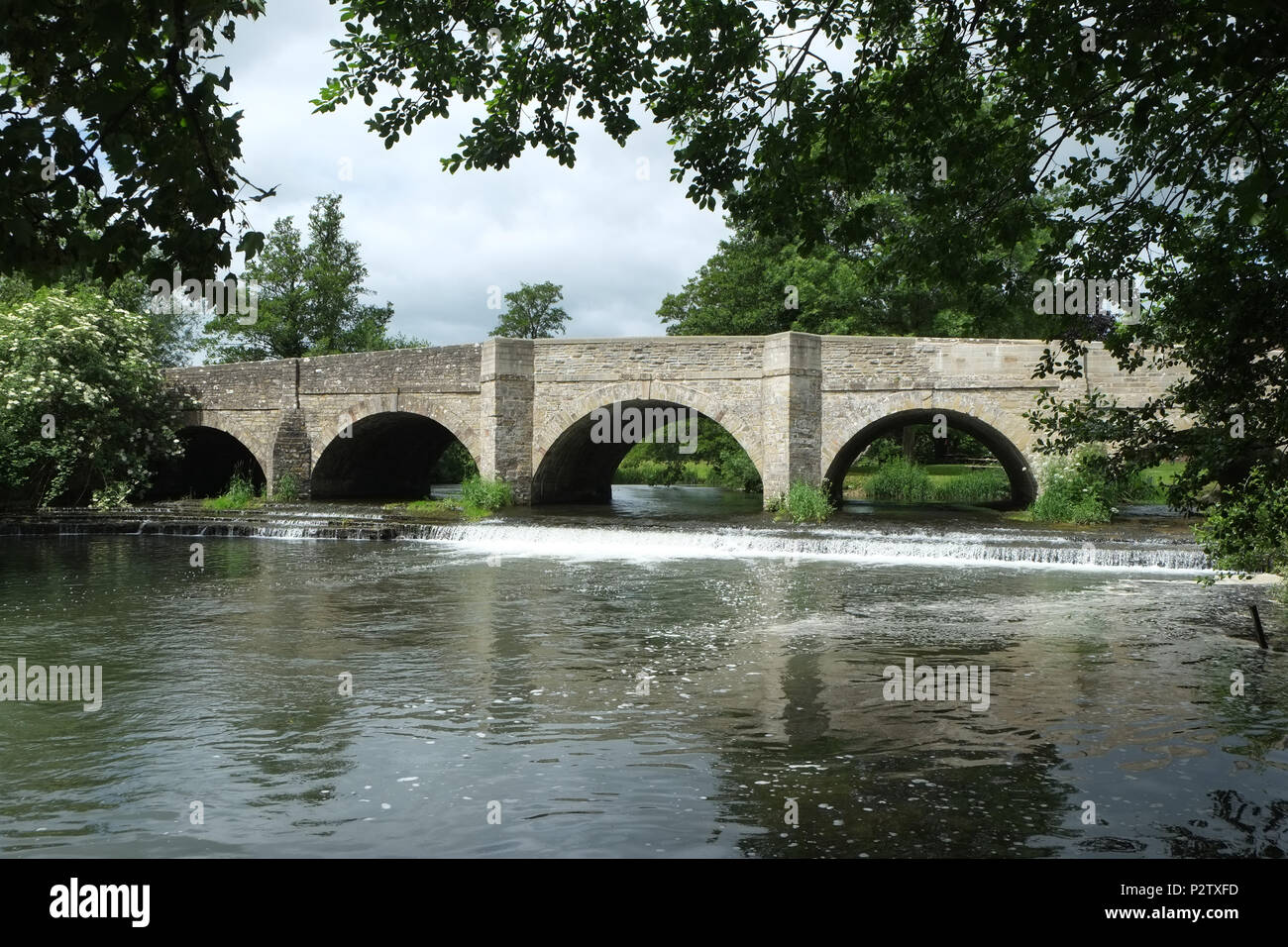 Ponte Leintwardine, Fiume teme, Herefordshire, Inghilterra Foto Stock