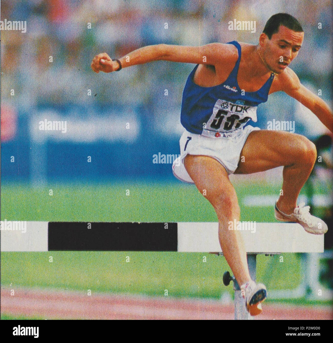 . Italiano: Francesco Panetta impegnato nei 3000 metri siepi ai Mondiali del 1987 a Roma. Vincerà la medaglia d'oro. . Questo file è privo di informazioni sull'autore. 30 Francesco Panetta 1987 Foto Stock