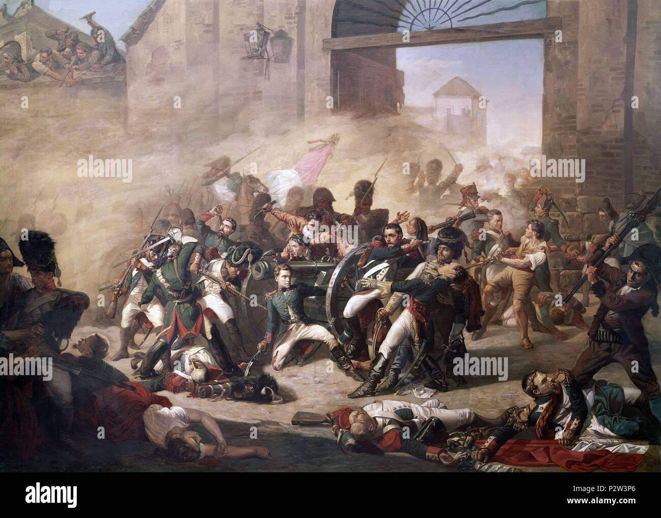 Scuola di lingua spagnola. Dos de Mayo Uprising: difendere la Caserma di Artiglieria di Monteléon (dettaglio). Olio. Xix secolo. Madrid, museo municipale. Autore: Manuel Castellano (1826-1880). Posizione: Museo de Historia-PINTURAS, Spagna. Foto Stock