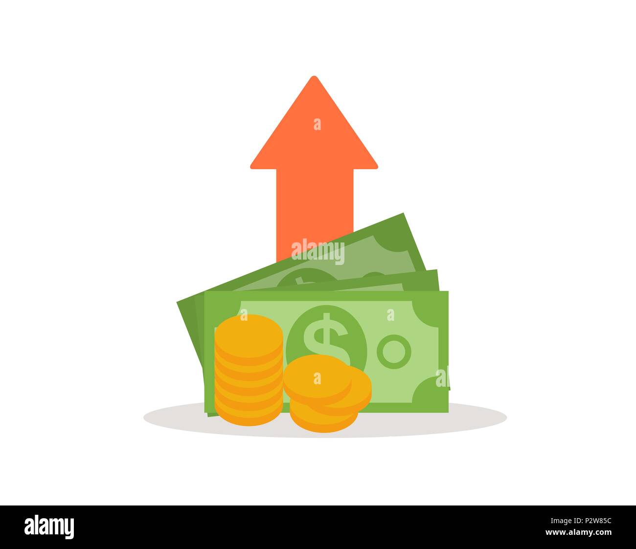 Aumento del reddito, strategia finanziaria, monete d'Oro Icona segno di finanza aziendale Concetto di denaro illustrazione vettoriale Illustrazione Vettoriale