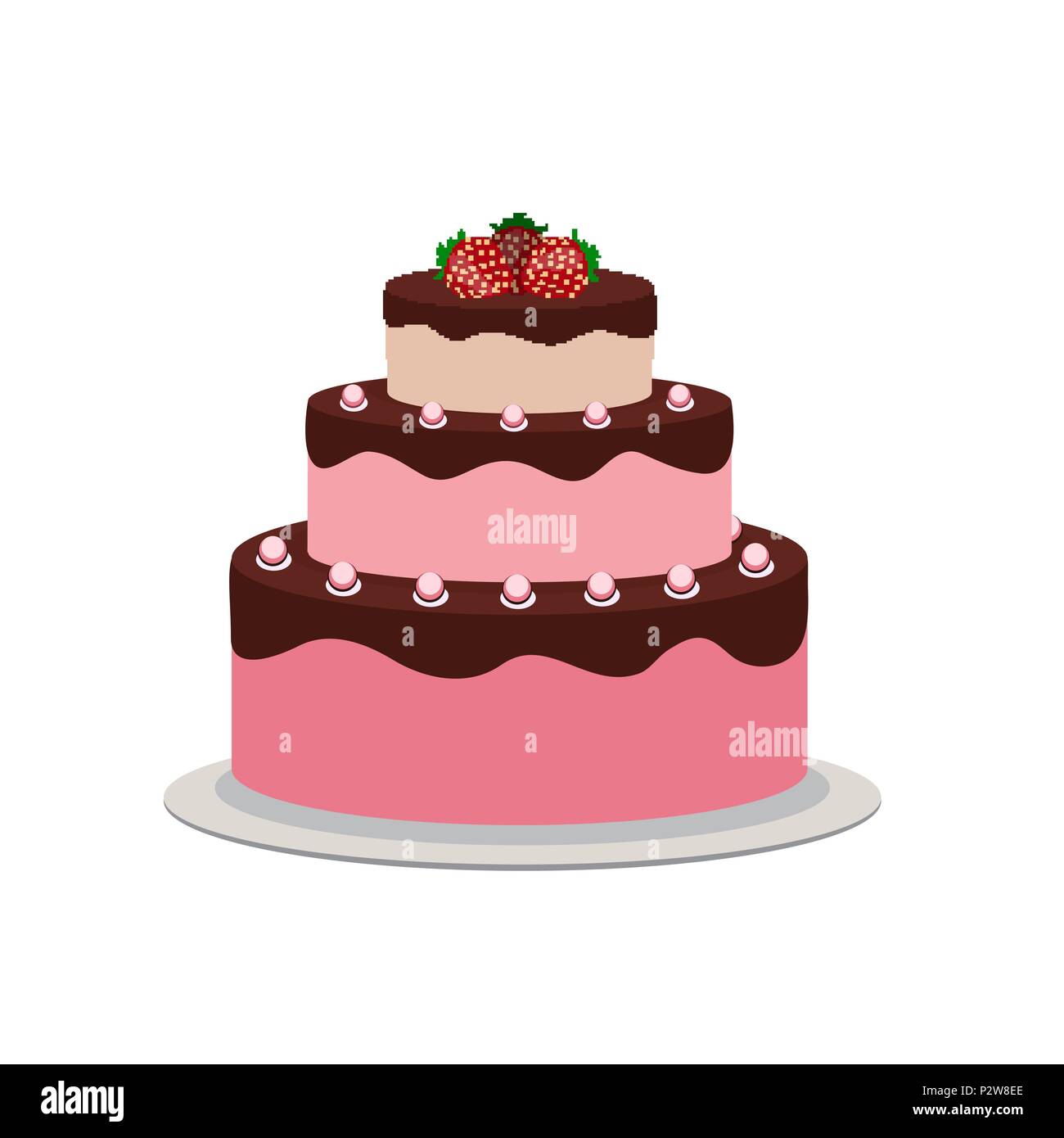 Torta di compleanno icona piatta per il tuo design, illustrazione vettoriale Illustrazione Vettoriale