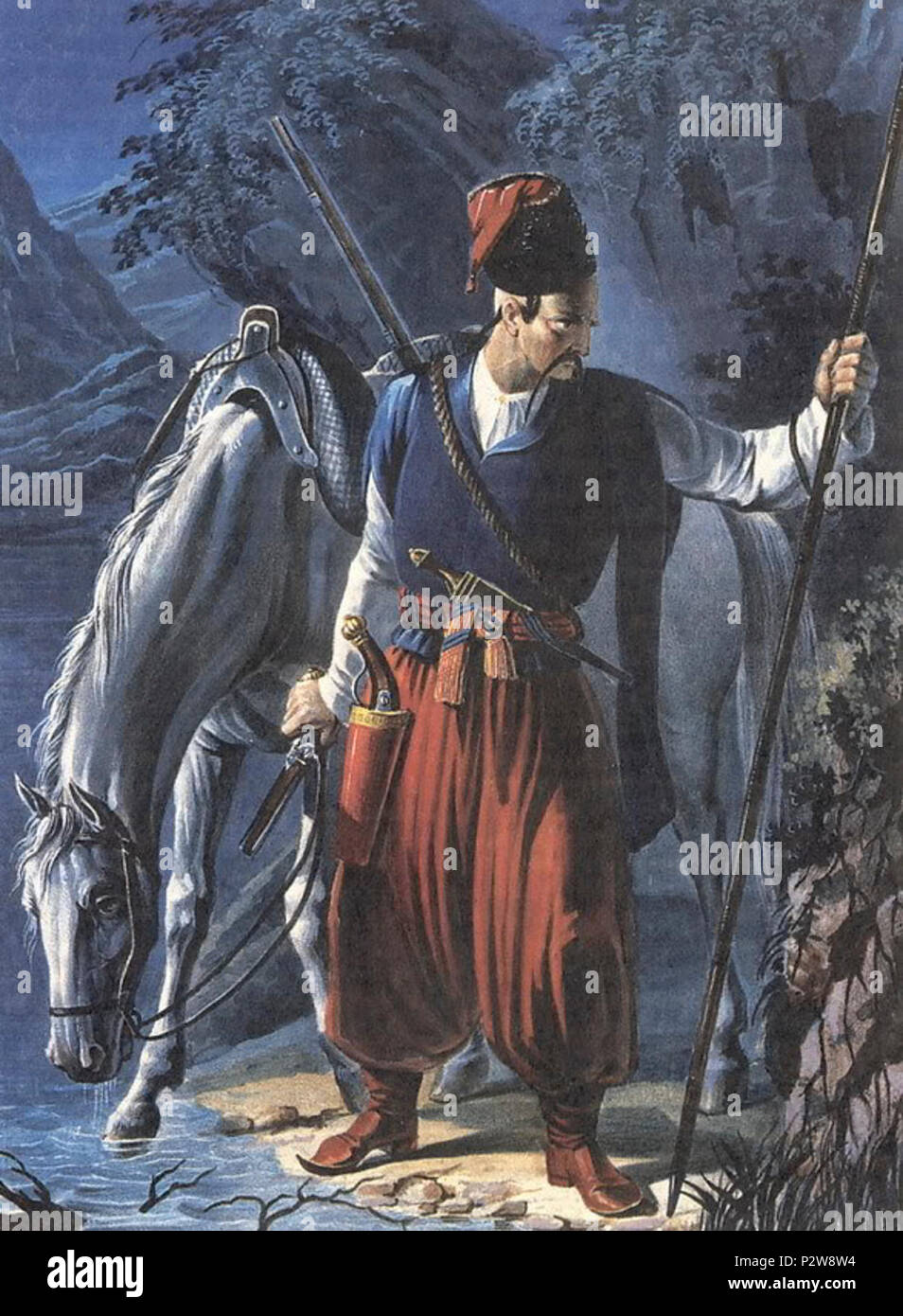 02 210 colore illustrazioni per libri di descrizione storica degli abiti e armi di truppe russe Foto Stock