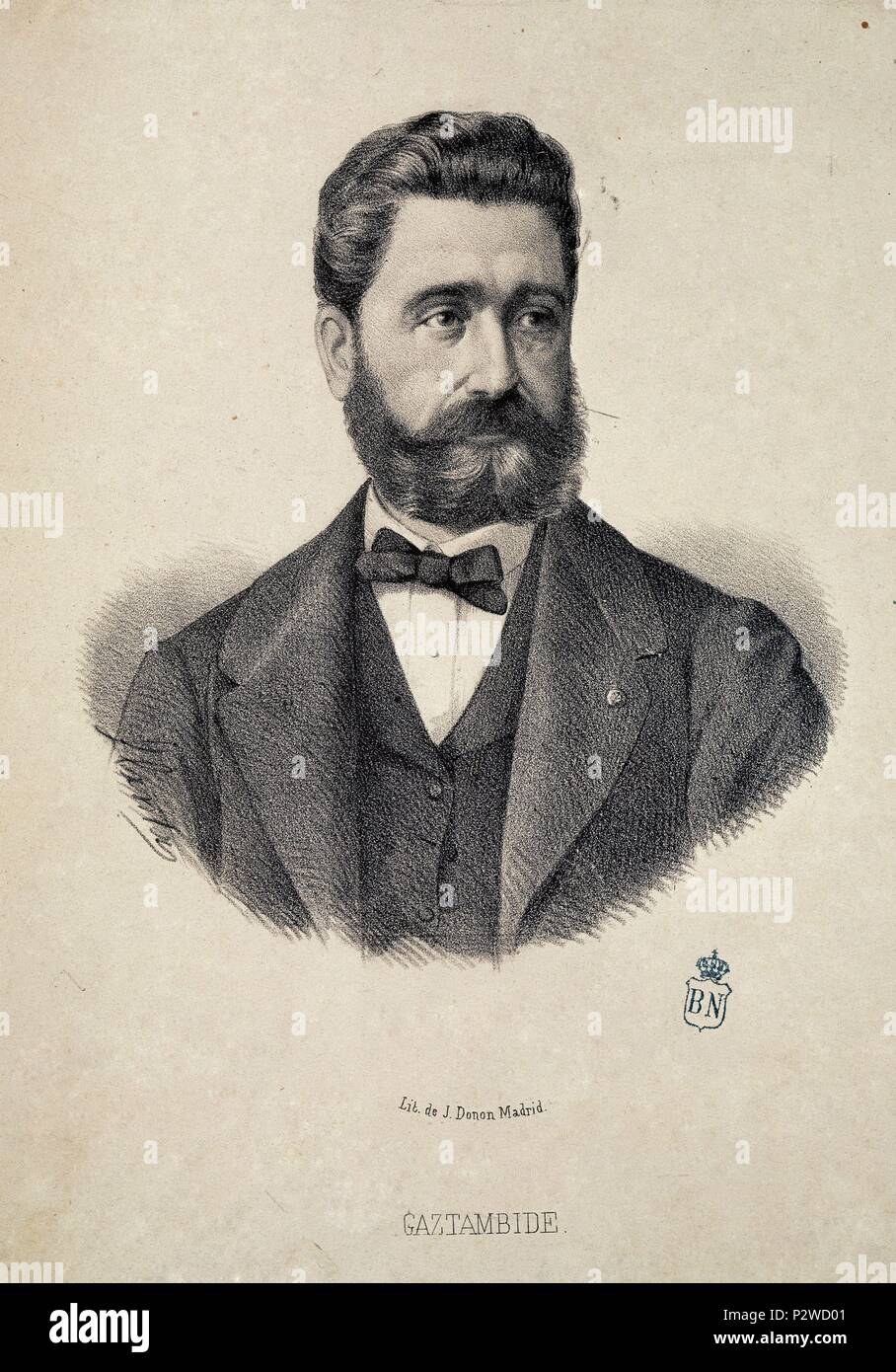 RETRATO DE JOAQUIN ROMUALDO GAZTAMBIDE (1822-1870). Posizione: Biblioteca Nacional-COLECCION, MADRID, Spagna. Foto Stock