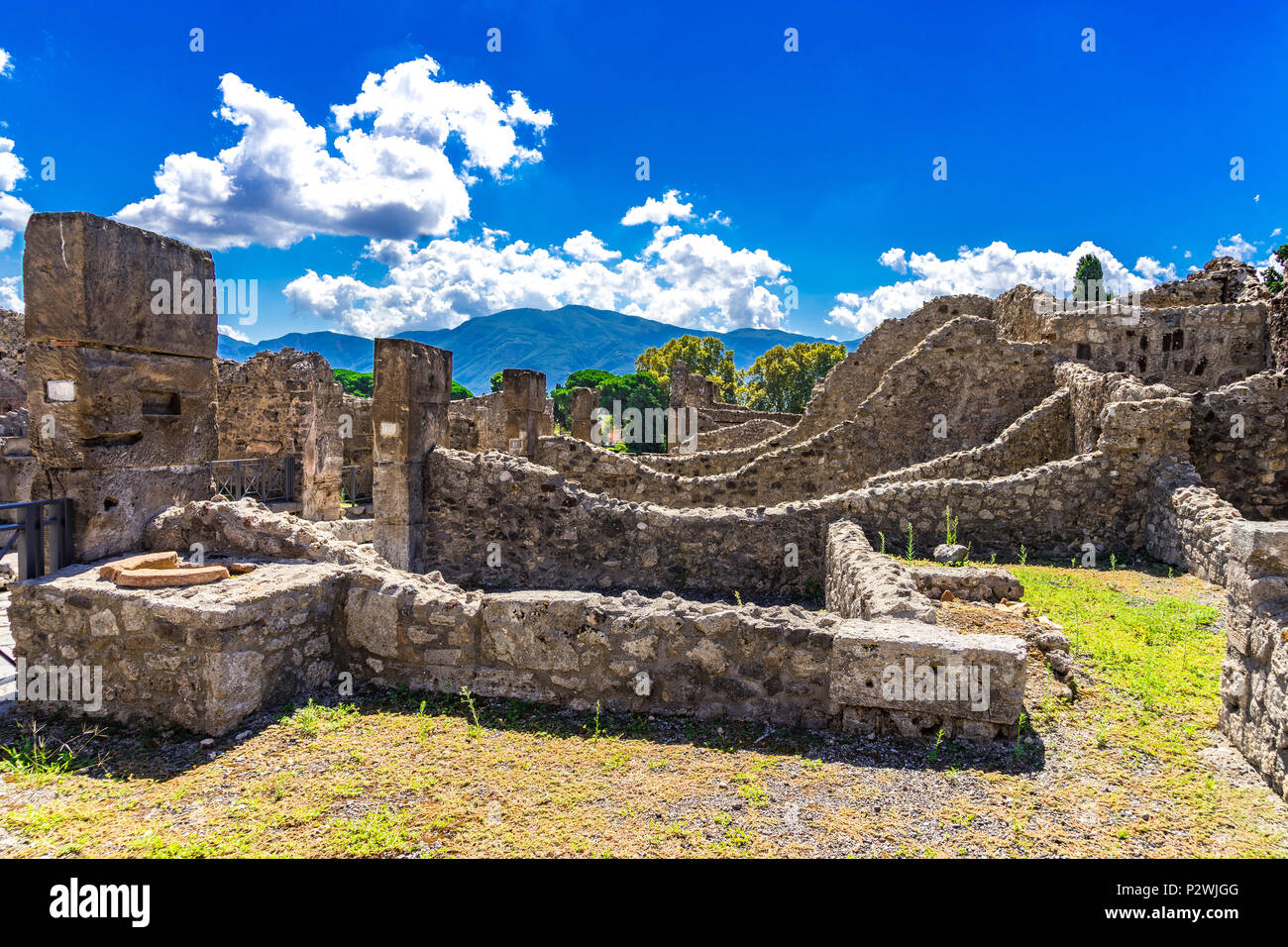 Pompei era una città romana nei pressi di Napoli moderno fu sepolto sotto la cenere vulcanica e pietra pomice in l eruzione del Vesuvio nel 79 D.C.. Foto Stock