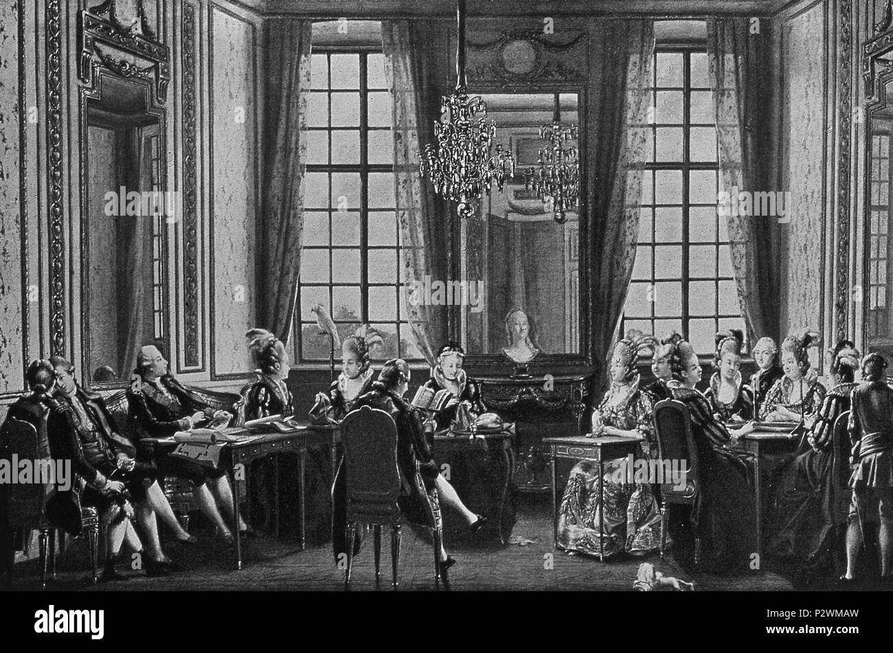 CONVERSACION CON EL Rey Gustavo III DE SUECIA EN EL PALACIO DE DROTTNINGHOLM - 1779 - DETALLE NUM 12066. Autore: Pehr Hilleström (1732-1816). Posizione: museo nazionale, Stoccolma. Foto Stock