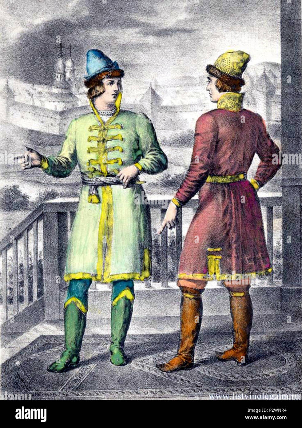 01 008 colore illustrazioni per libri di descrizione storica degli abiti e armi di truppe russe Foto Stock