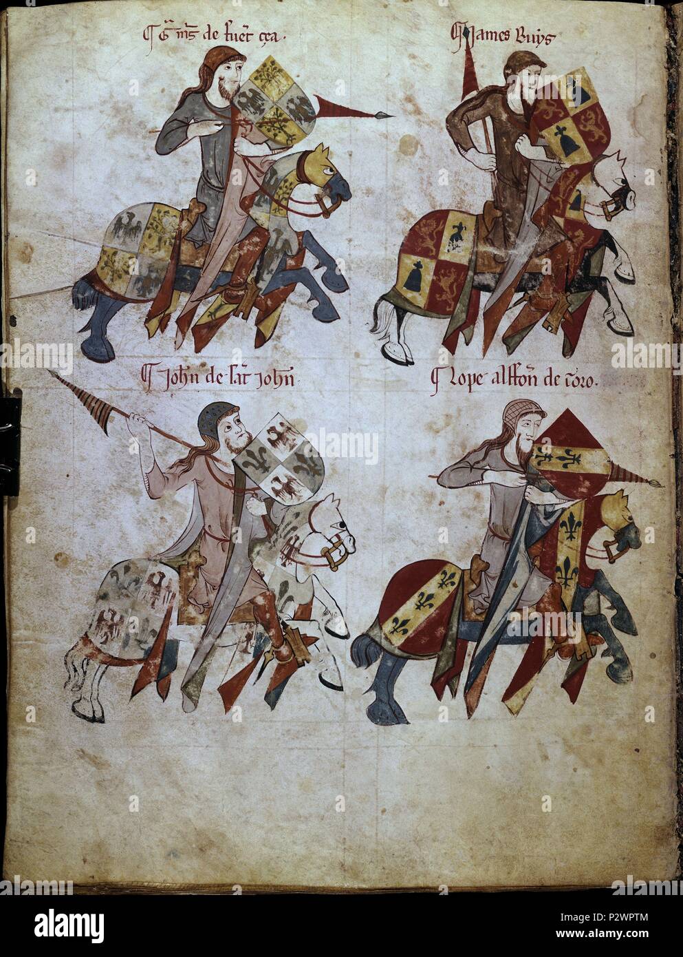 LIBRO de los Caballeros de la Orden DE SANTIAGO - 1361 - Folio 30 V - MARTINEZ - RUYS - San Juan. Posizione: ARCHIVO comunali, BURGOS, Spagna. Foto Stock