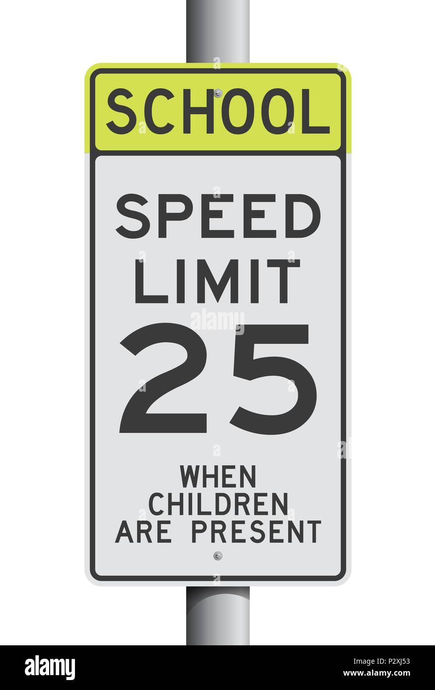 Illustrazione vettoriale di una scuola il limite massimo di velocità su strada sul segno post Illustrazione Vettoriale