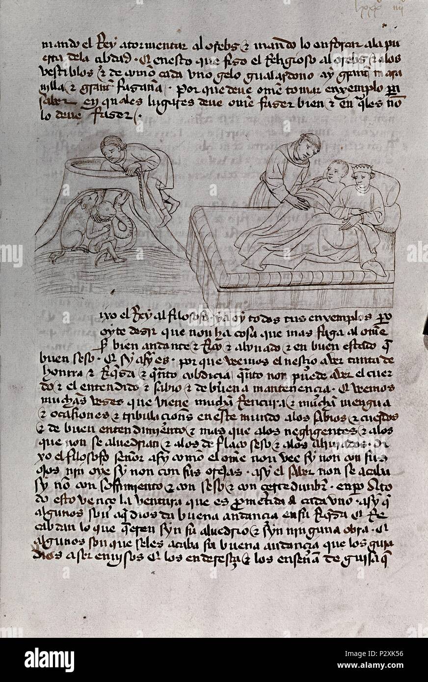 LIBRO DE CALILA E DIMNA-FABULAS PERSAS-TRADUCCION EN 1251 POR Alfonso X el Sabio. Autore: BIDPAI. Posizione: MONASTERIO-BIBLIOTECA-COLECCION, San Lorenzo del El Escorial, Madrid, Spagna. Foto Stock