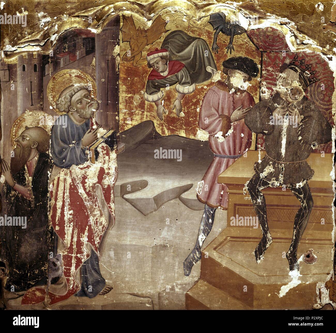 SAN PEDRO PREDICANDO - SIGLO XV. Autore: Ramon de Mur (d. c. 1436). Posizione: CATEDRAL-MUSEO DIOCESANO, TARRAGONA, Spagna. Foto Stock