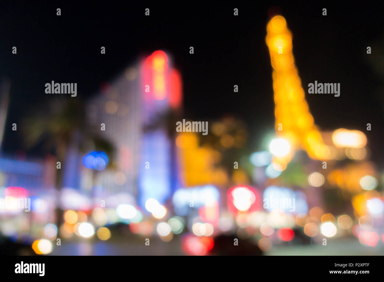 Abstract sfondo sfocato di Las Vegas città cityscape in Nevada USA la notte Foto Stock