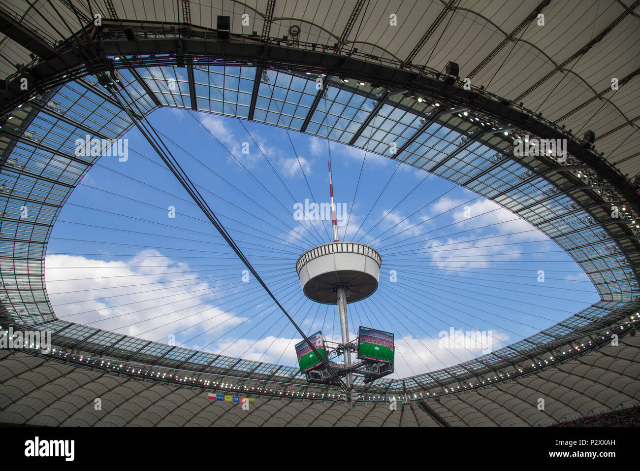 Tetto con display LED schermi PGE Narodowy, polacco dello Stadio Nazionale di Varsavia, Polonia Foto Stock