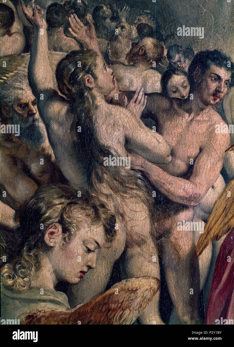 DETALLE DEL EL DIA DEL JUICIO FINAL, TABLA CENTRAL DEL RETABLO DEL JUICIO FINAL, FINALES del siglo XVI, CONJ.015646. Autore: Marten de Vos (c. 1532-1603). Posizione: Museo de Bellas Artes-CONVENTO DE LA MERCED CALZAD, Sevilla, Sevilla, Spagna. Foto Stock