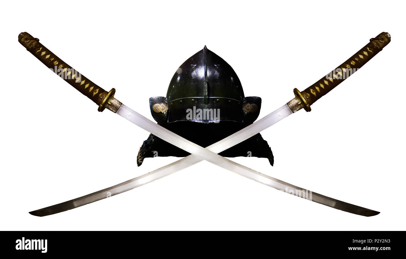 Il Samurai Katana e casco Foto Stock