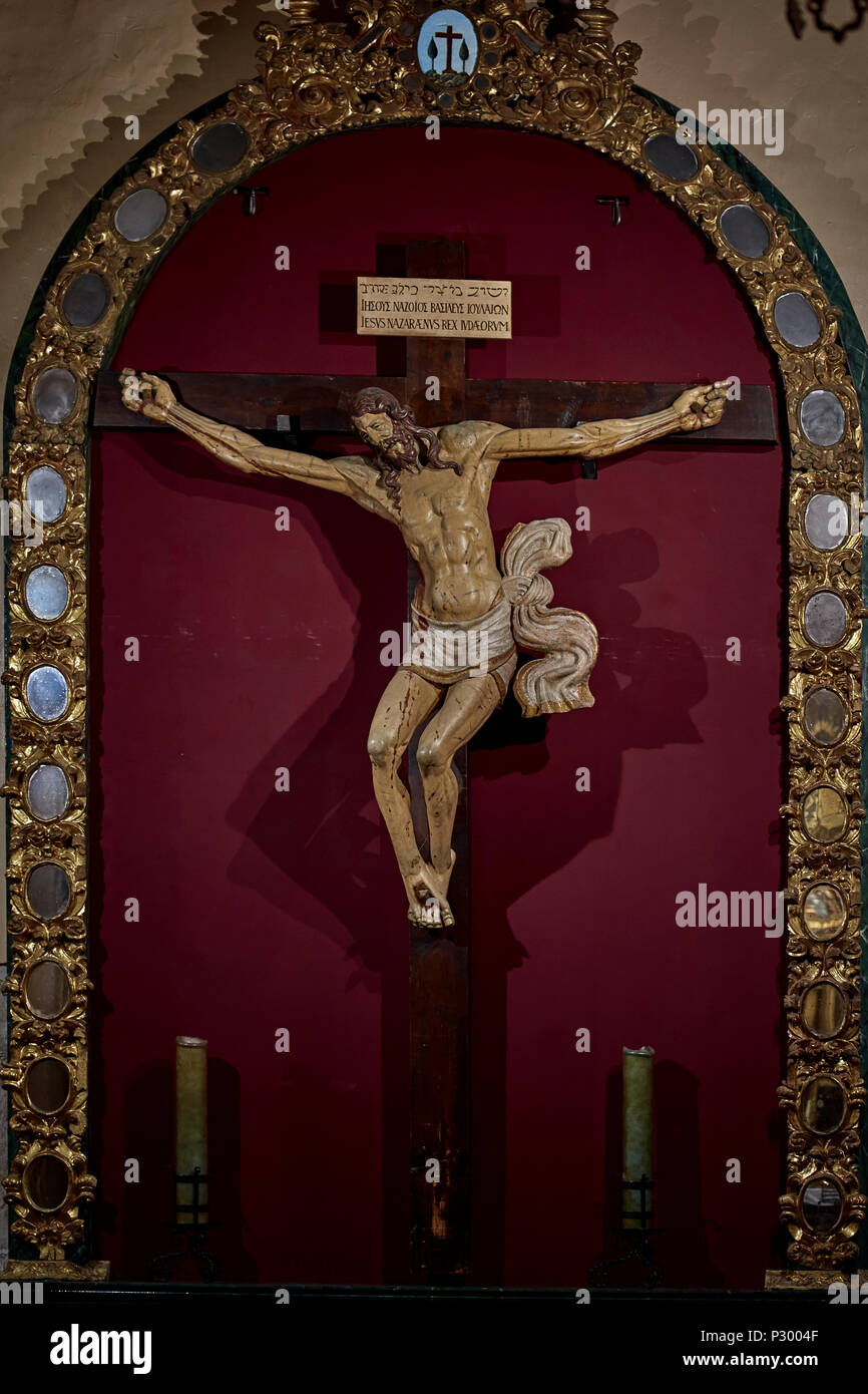 Cristo crocifisso manieristi del XVI secolo, Cristo del Humilladero. Si tratta di un vezzo derivata da Alonso Berruguete, Valladolid Foto Stock