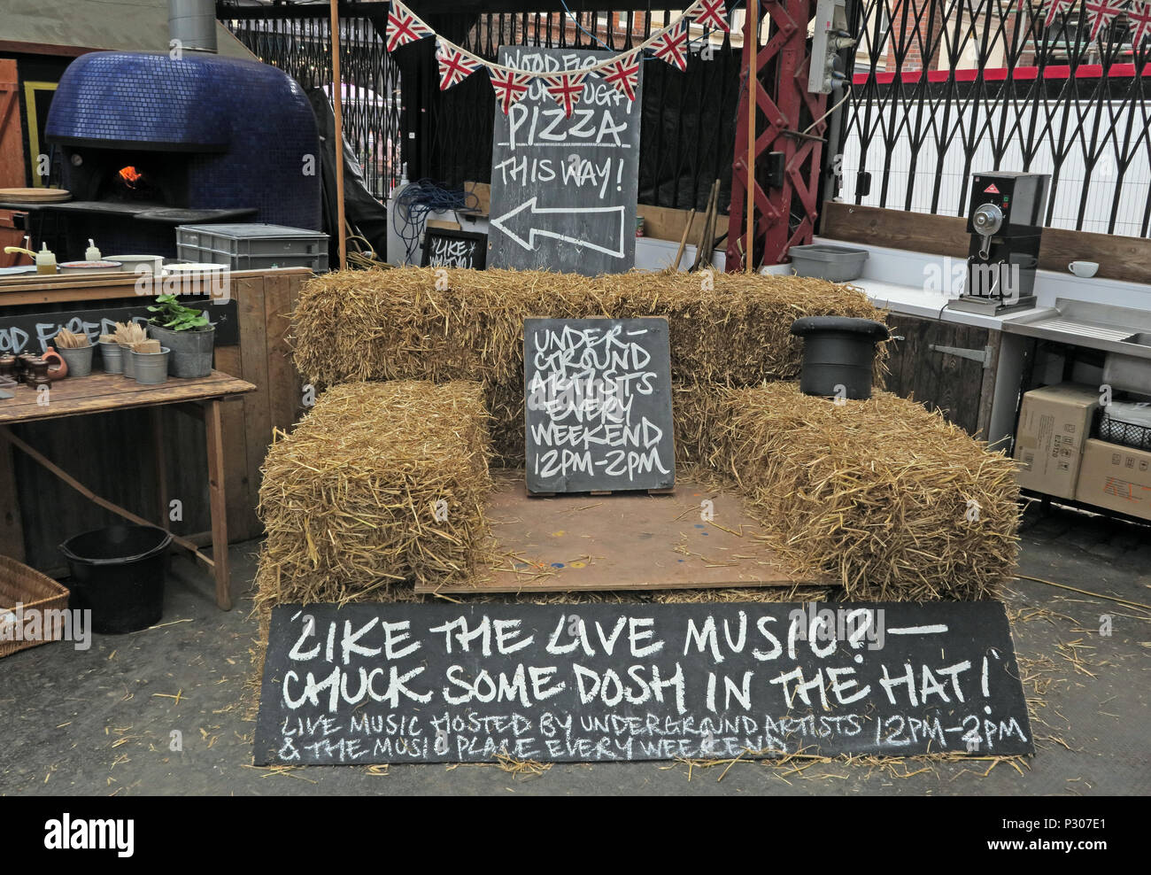 Altrincham Casa Mercato, Live Music area, Trafford, Greater Manchester North West England, Regno Unito Foto Stock