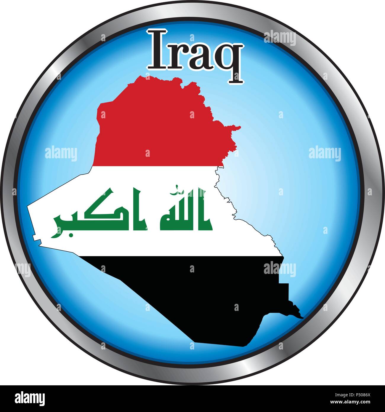 Illustrazione Vettoriale per l'Iraq, tasto rotondo. Illustrazione Vettoriale