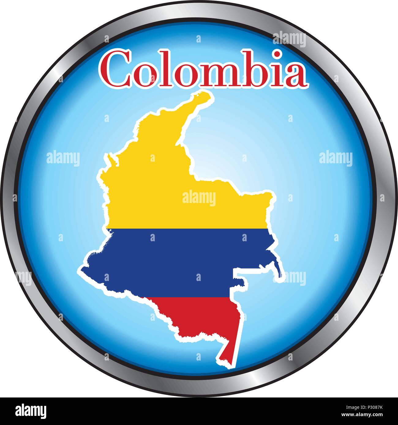 Illustrazione Vettoriale per la Colombia, tasto rotondo. Illustrazione Vettoriale