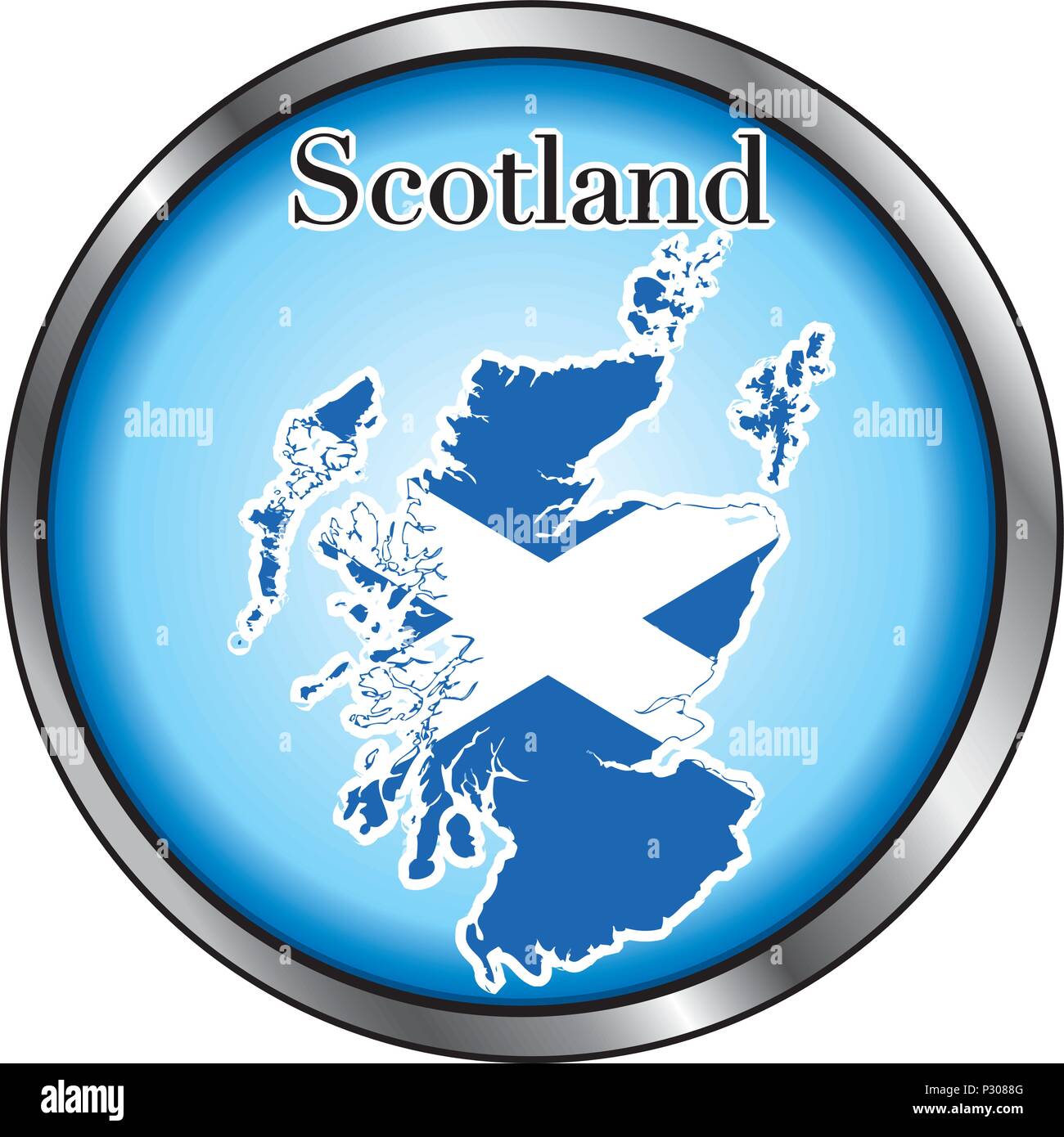 Illustrazione Vettoriale per la Scozia, tasto rotondo. Illustrazione Vettoriale