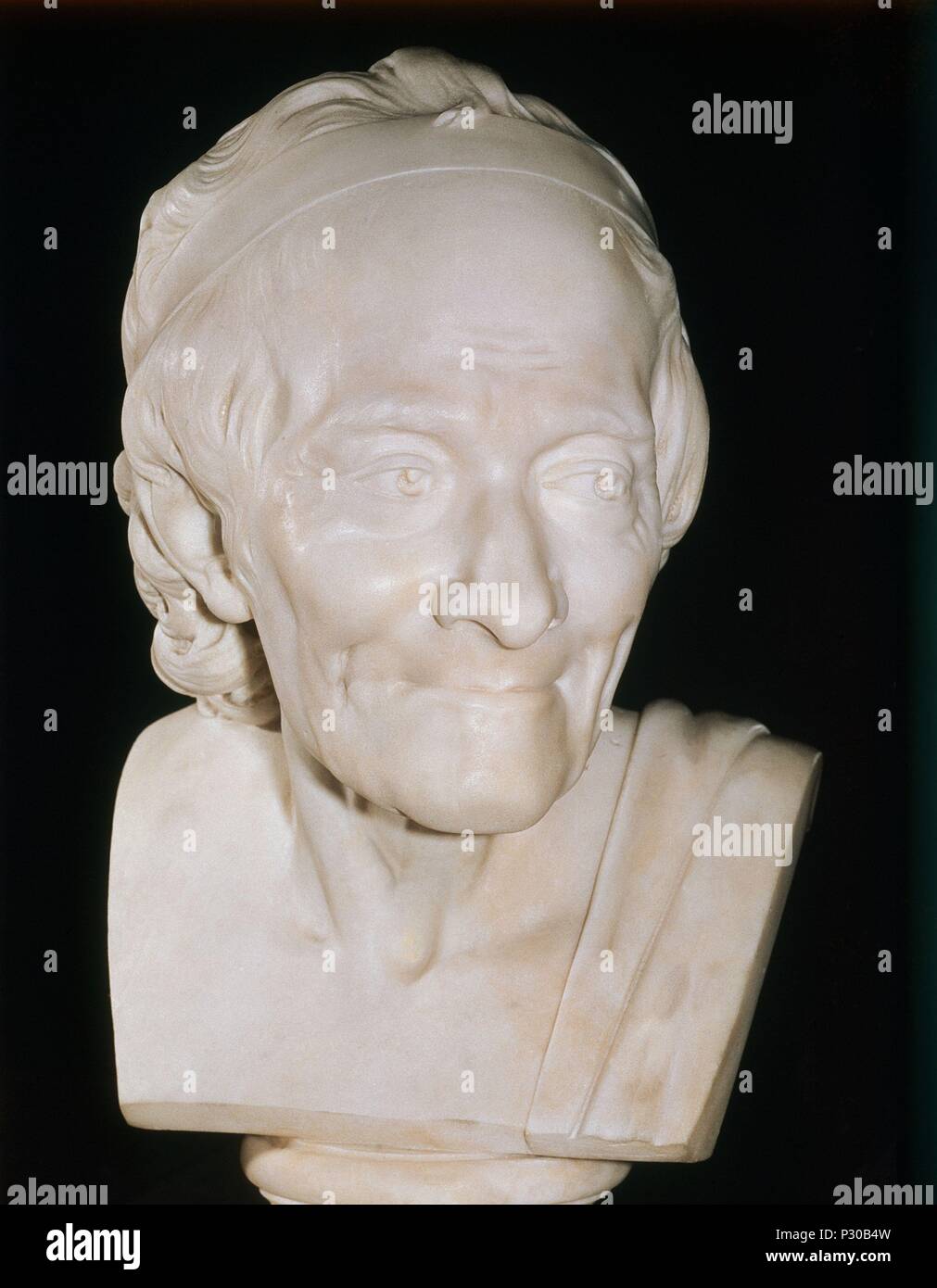 BUSTO DE VOLTAIRE (FRANCOIS-MARIE AROUET) 1694-1778. Autore: Jean-Antoine Houdon (1741-1828). Posizione: Victoria and Albert Museum di Londra, Inghilterra. Foto Stock