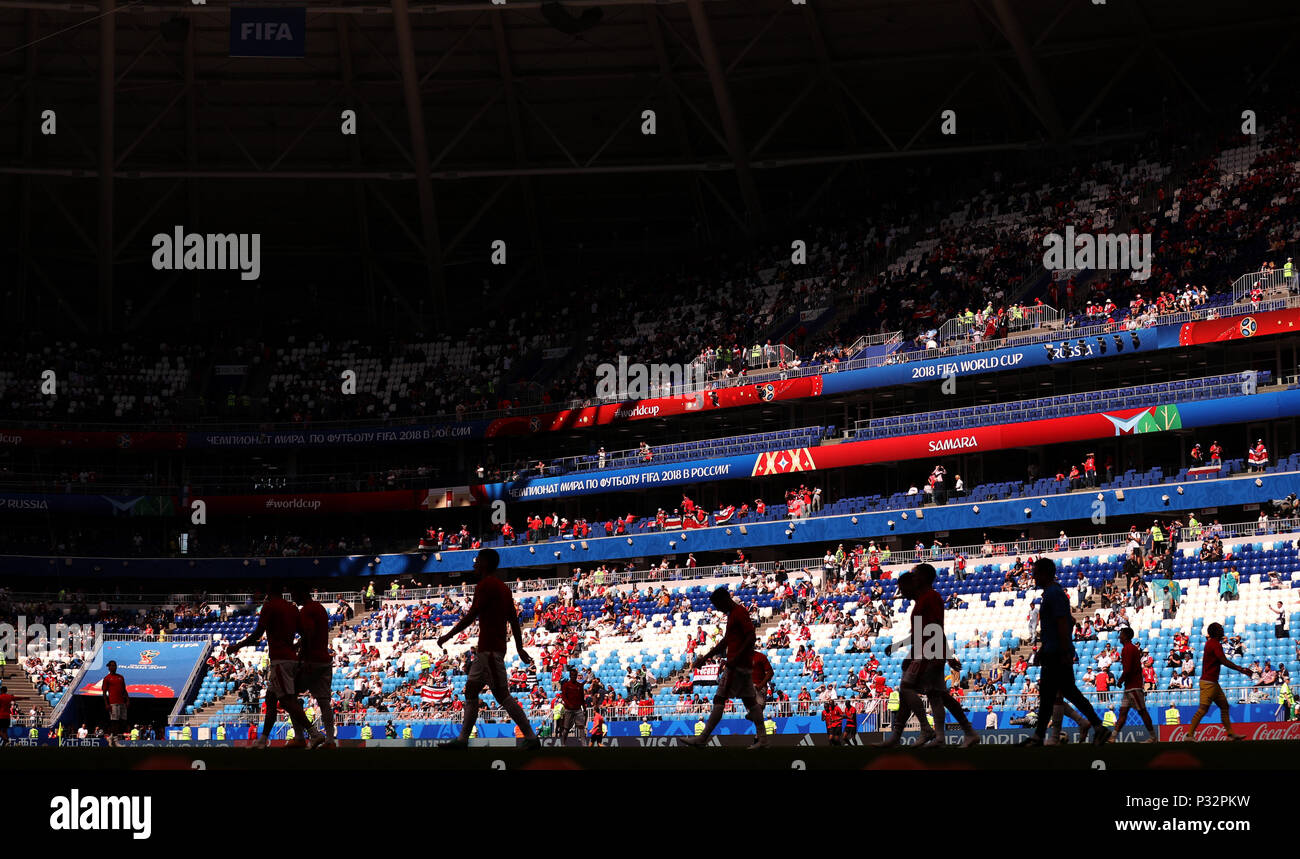 Samara, Russia. 17 Giugno, 2018. I giocatori della Serbia a prepararsi per un gruppo e corrispondenza tra Costa Rica e della Serbia al 2018 FIFA World Cup di Samara, Russia, 17 giugno 2018. Credito: Maohua Fei/Xinhua/Alamy Live News Foto Stock