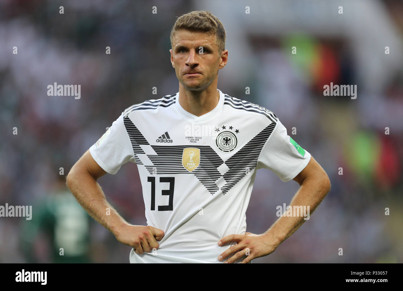 Mosca, Russia, 17 giugno 2018. Thomas Muller Germania Germania V MESSICO, 2018 FIFA WORLD CUP RUSSIA 17 giugno 2018 GBC8224 Germania v Messico 2018 FIFA World Cup Russia rigorosamente solo uso editoriale. Se il giocatore/i giocatori raffigurata in questa immagine è/sono la riproduzione per un Club Inglese o l'Inghilterra per la squadra nazionale. Quindi questa immagine può essere utilizzata solo per scopi editoriali. Uso non commerciale. s Credito: Allstar Picture Library/Alamy Live News Foto Stock