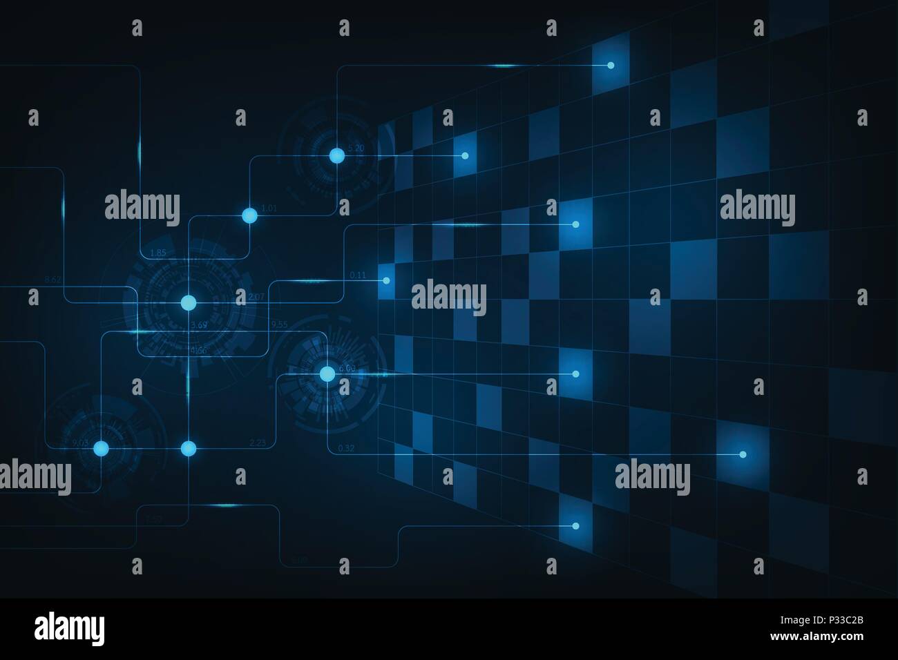 Progettazione di circuiti elettronici in background il concetto di tecnologia. Illustrazione Vettoriale