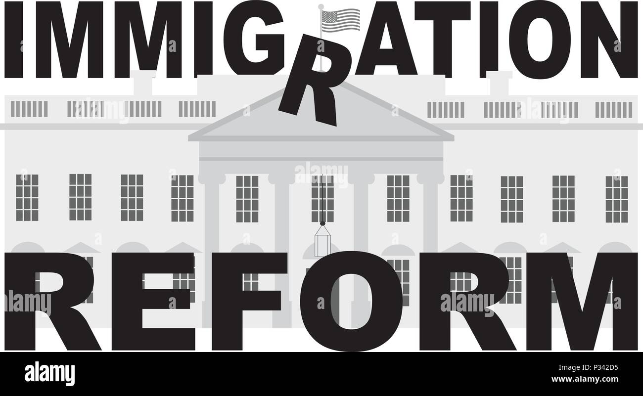 Washington DC White House Riforma dell immigrazione illustrazione di testo Illustrazione Vettoriale