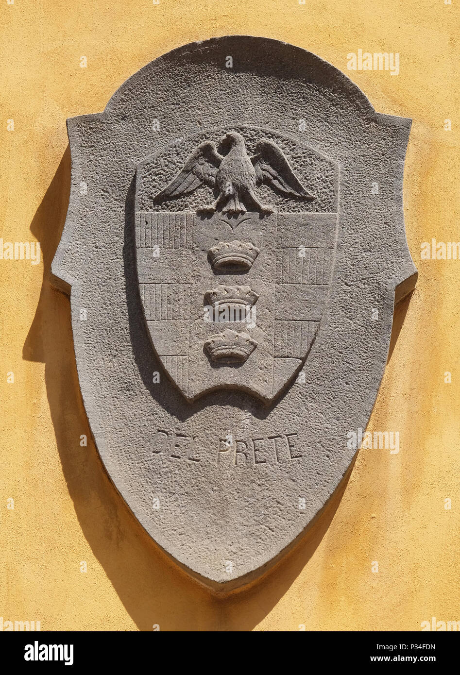 Stemma della famiglia Del Prete a Lucca, Toscana, Italia Foto Stock