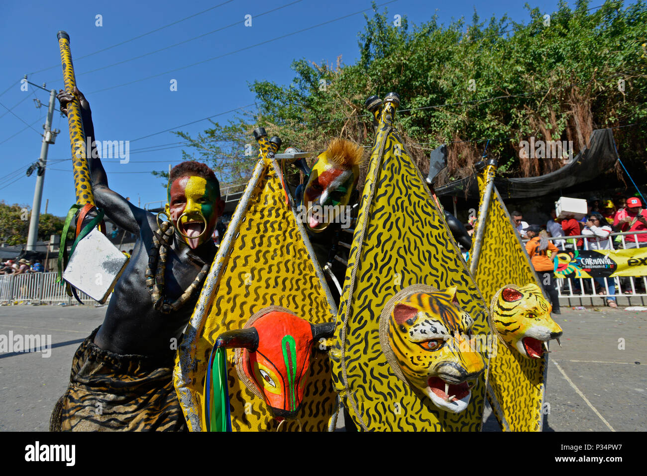 Il più tradizionale danza africana è chiamato il Mapale dove la presenza dei neri in Barranquila del carnevale è sempre presente. Foto Stock
