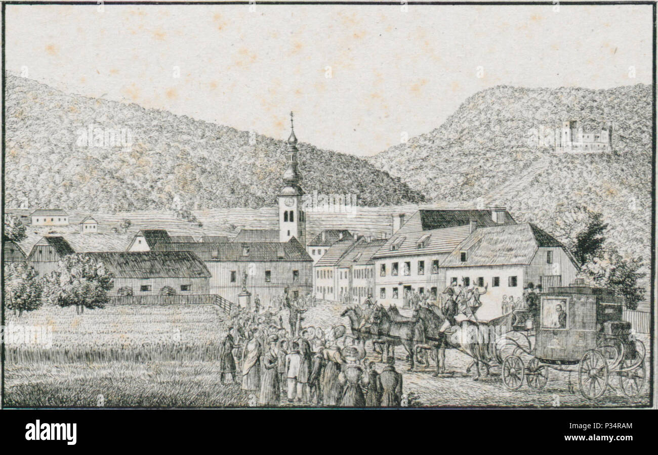 064 Gonobitz E28094 Slovenske Konjice - J.F.Kaiser Lithografirte Ansichten der Steiermark 1830 (2) Foto Stock