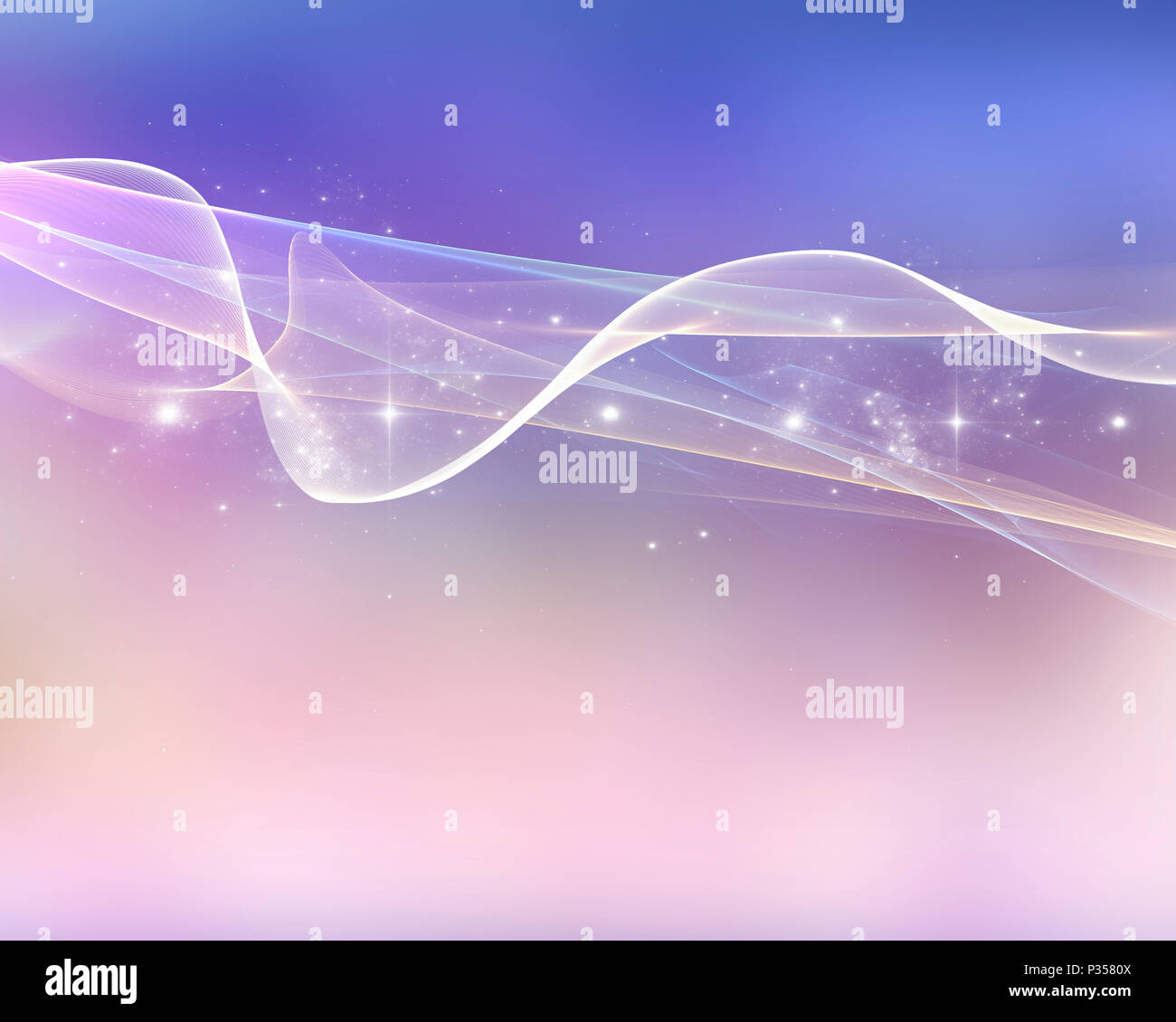 Sfondo astratto di linee fluide e stelle Foto Stock