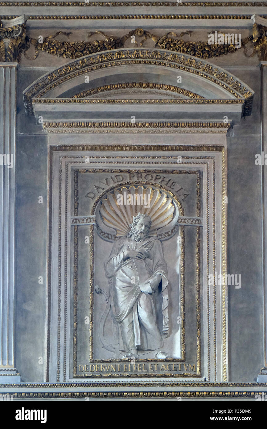 Il re Davide, statua di Mantova cattedrale dedicata a San Pietro, Mantova, Italia Foto Stock