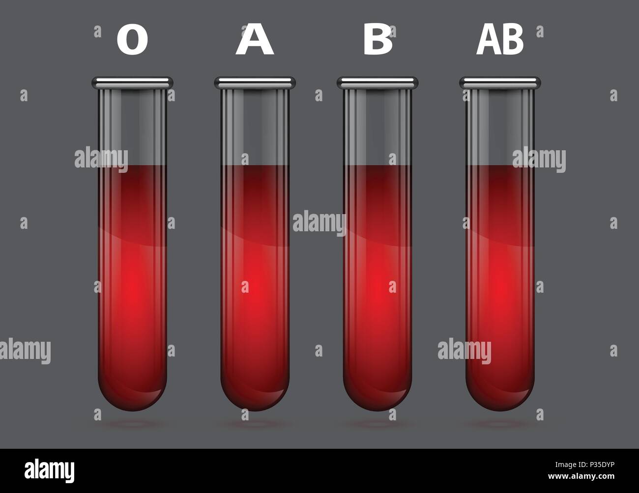 Diversi tipi di sangue nella provetta illustrazione Illustrazione Vettoriale