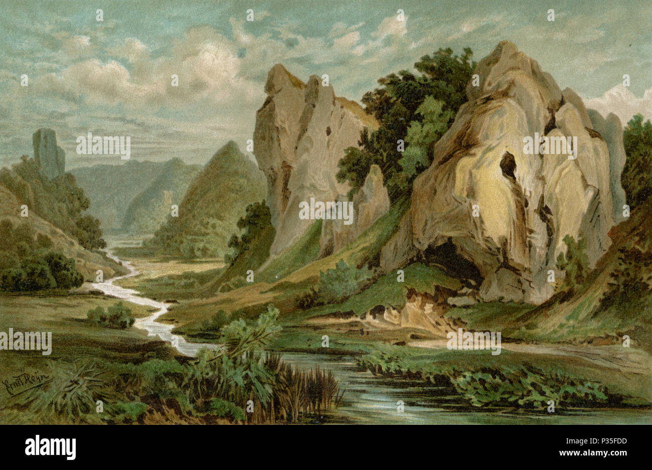 Grotta Hohlefels nell'Achtal sveva. Dopo O. Fraas, O Fraas 1894 Foto Stock