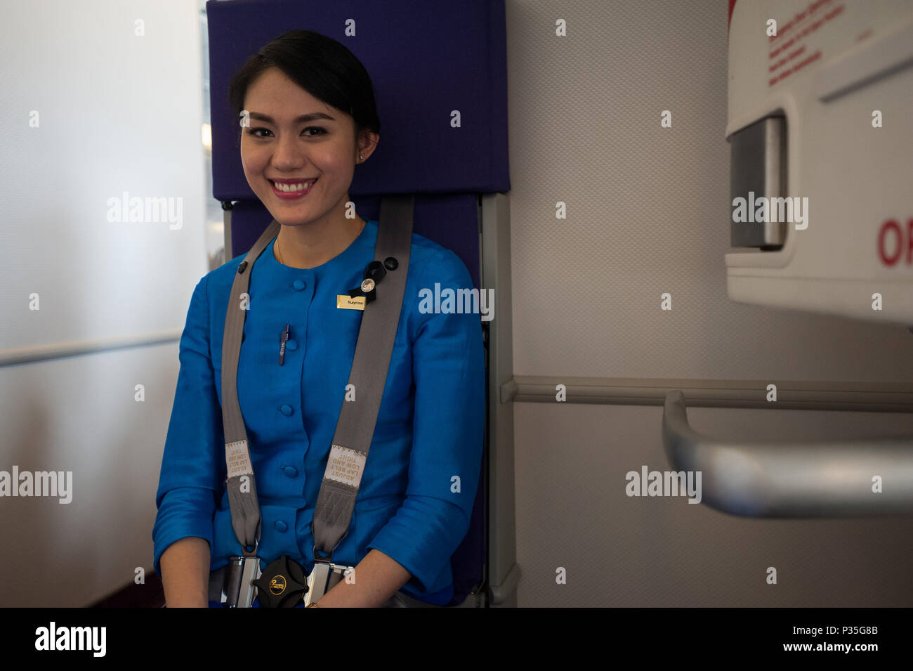 Singapore Repubblica di Singapore, un Thai Airways Flight attendant Foto Stock