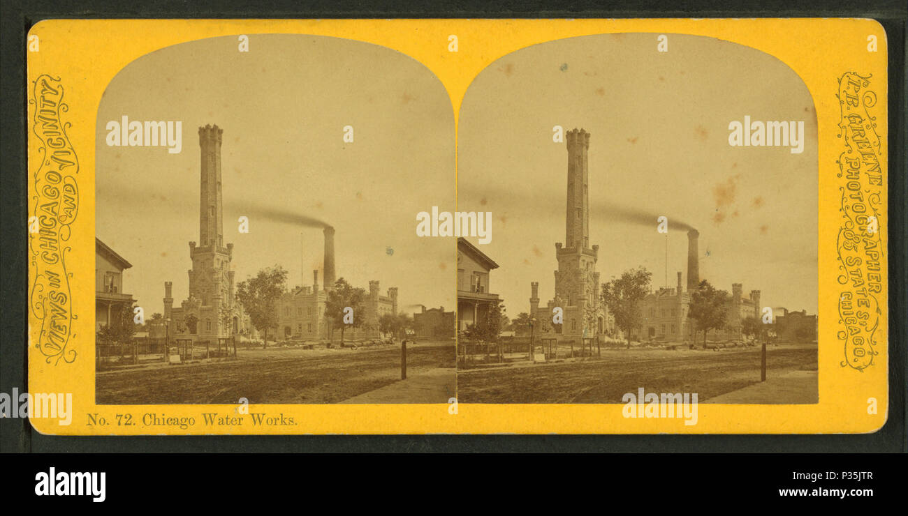 . Acquedotto di Chicago. Titolo alternativo: viste in Chicago e dintorni. 72. Copertura: 1867?-1885?. Fonte impronta: 1867?-1885?. Elemento digitale pubblicata 6-15-2005; aggiornato 2-12-2009. 63 Chicago waterworks, da Robert N. Dennis raccolta di vista stereoscopica Foto Stock