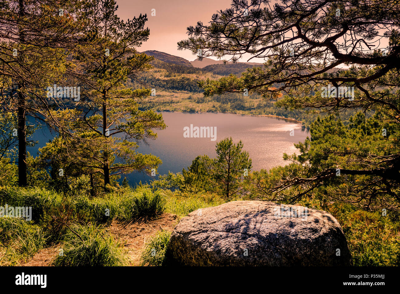 Prekestolen Mountain Norvegia Foto Stock