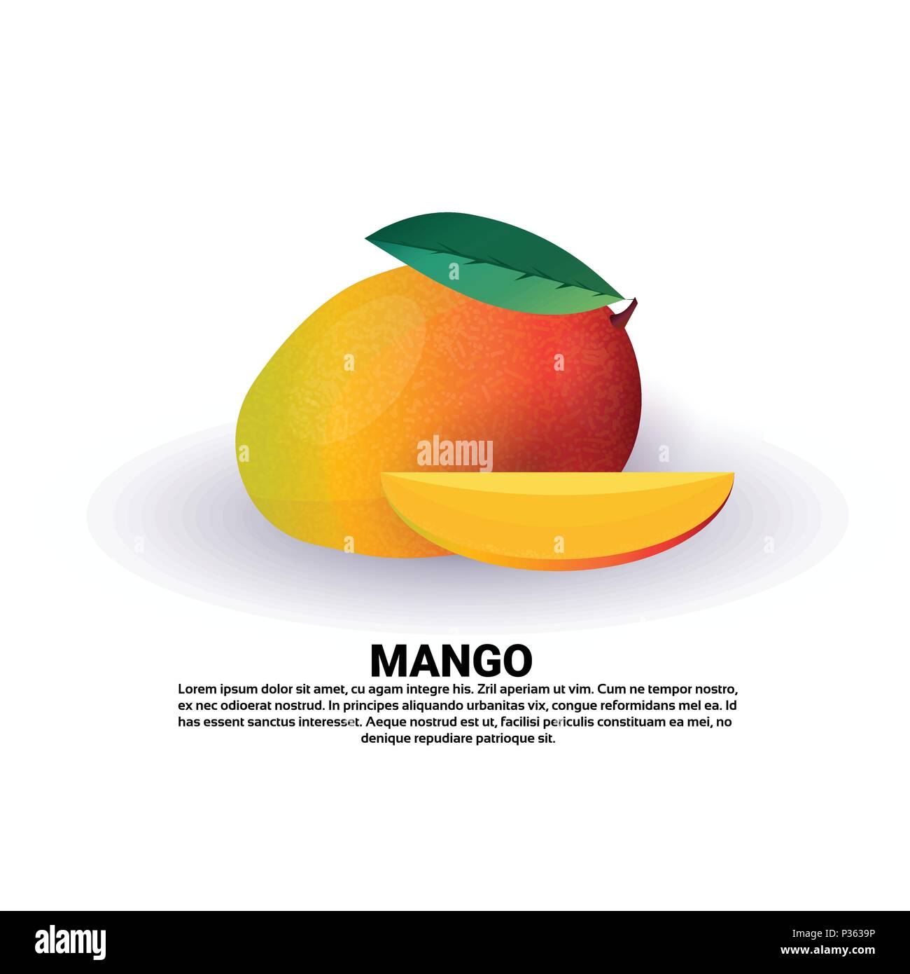 Mango su sfondo bianco, uno stile di vita sano o il concetto di dieta, logo per frutti freschi Illustrazione Vettoriale