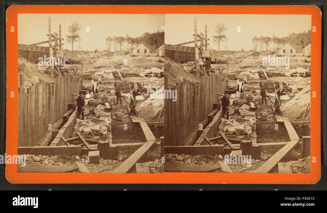 75 Costruzione di Sudbury River, condotto da Robert N. Dennis raccolta di vista stereoscopica 2 Foto Stock