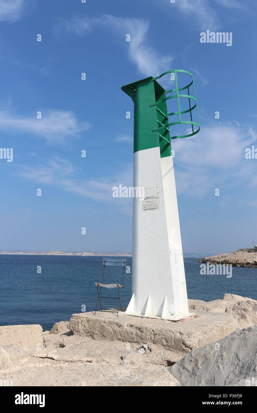 Sede vuota dal mare, Marsiglia, Francia Foto Stock