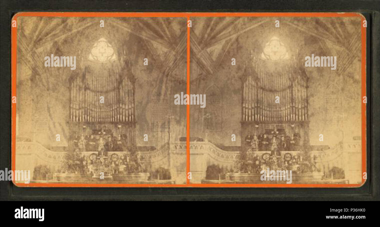 . Altare decorato, pastore al leggio, coro e organo dietro di lui, la chiesa non identificato. Copertura: 1869?-1885?. Fonte Imprint: 1869?-1885?. Elemento digitale pubblicata 8-31-2005; aggiornato 2-12-2009. 83 altare decorato, pastore al leggio, coro e organo dietro di lui, la chiesa non identificato, da L. A. Richardson Foto Stock