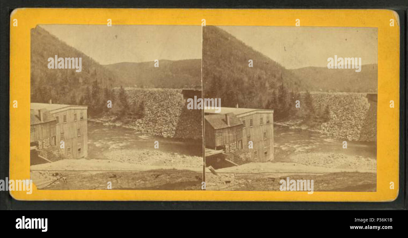 . Edificio del compressore e dump. Titolo alternativo: Hoosac tunnel serie di percorso. 229. Copertura: 1865?-1885. Fonte Imprint: 1865?-1885. Elemento digitale pubblicata 8-31-2005; aggiornato 2-12-2009. 72 Compressore edificio e dump, da Robert N. Dennis raccolta di vista stereoscopica Foto Stock