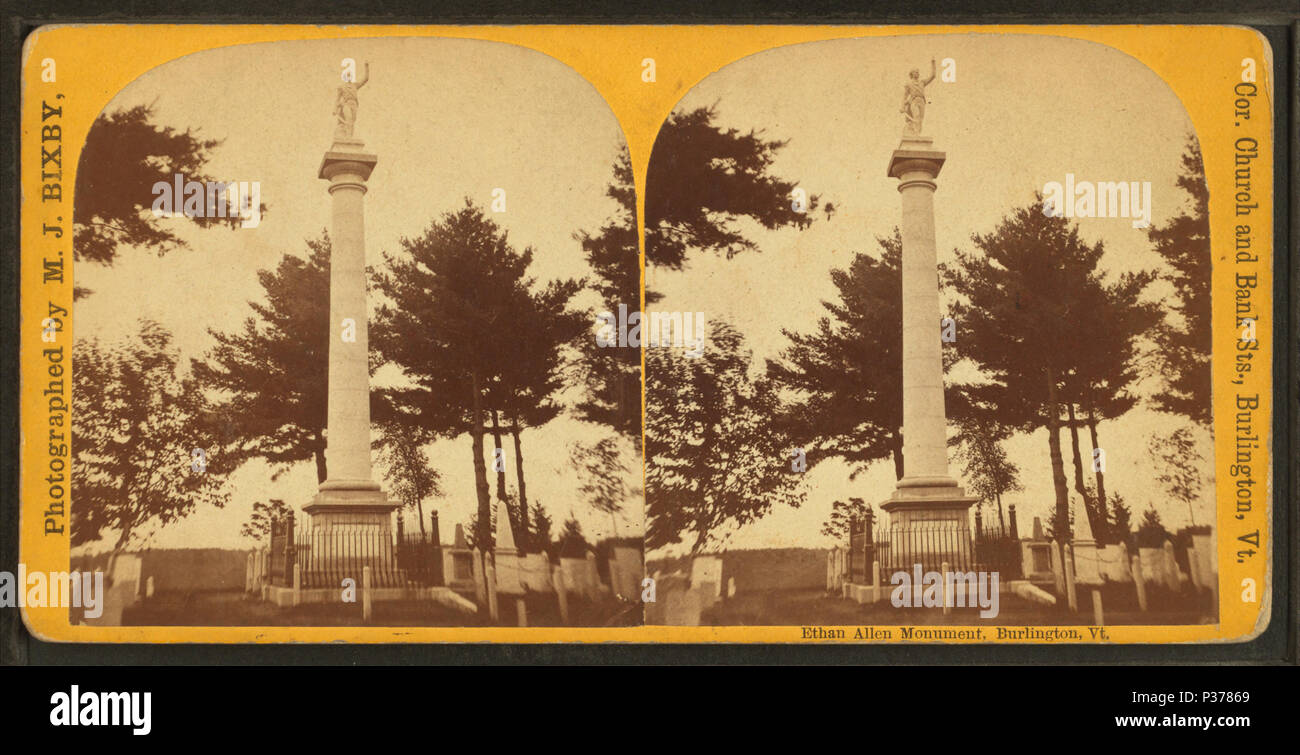 . Ethan Allen monumento, Burlington, Vt. Copertura: 1865?-1885?. Elemento digitale pubblicata 3-9-2006; aggiornato 2-13-2009. 98 Ethan Allen monumento, Burlington, VT, da M. J. Bixby Foto Stock