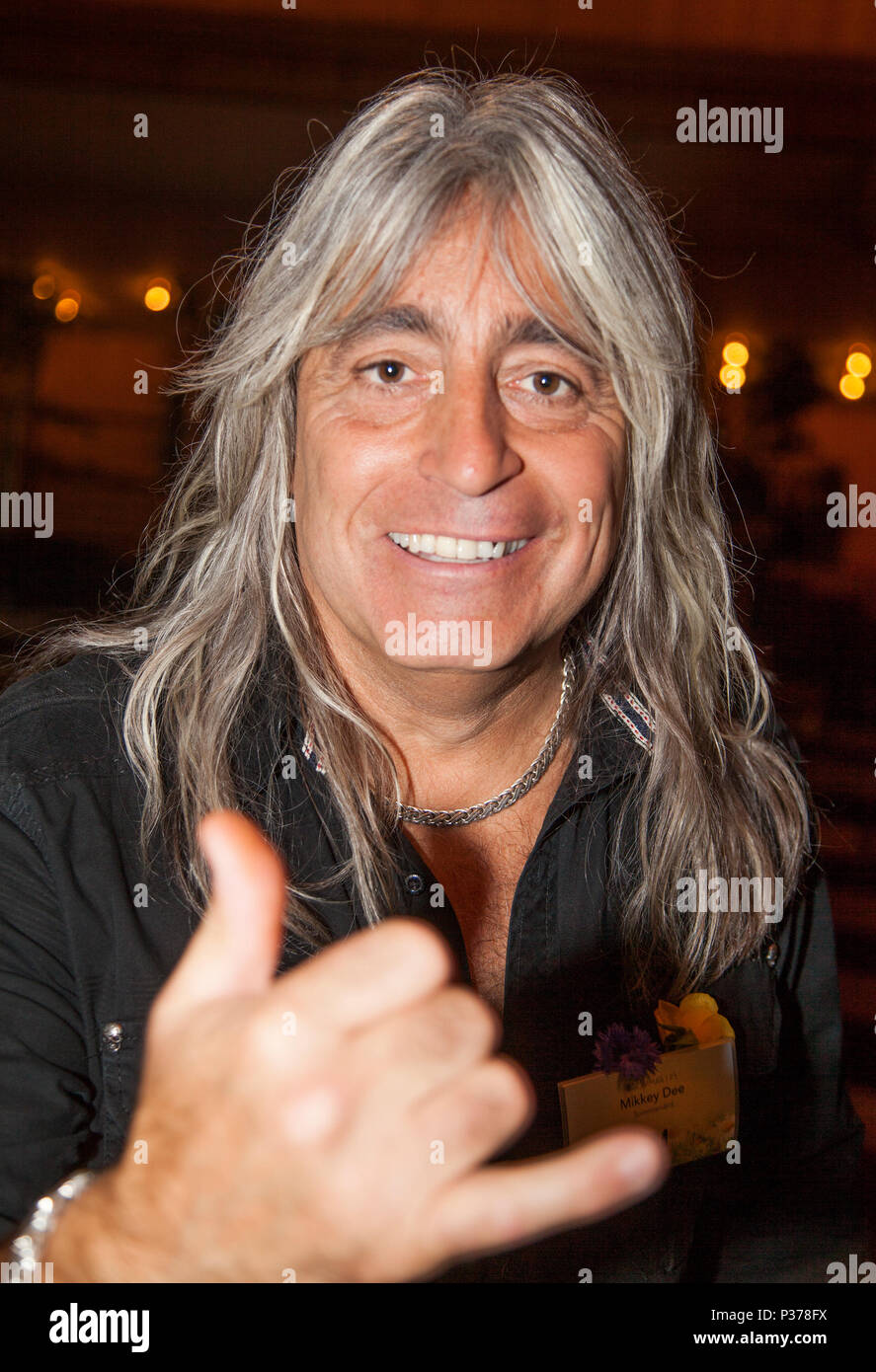 MIKKEY DEE svedese musicista rock in band tedesca Scorpions 2018 Foto Stock