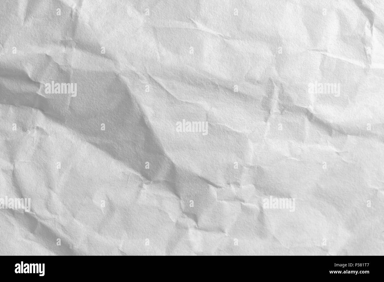 Close up crumpled white paper texture e lo sfondo Foto Stock
