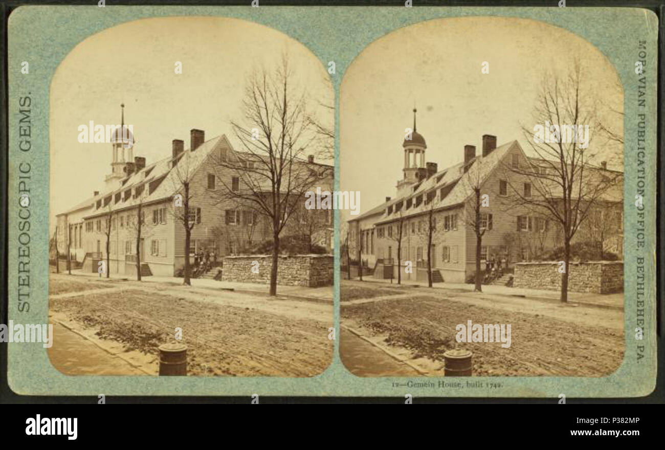 . Gemein Casa, costruita nel 1742. Titolo alternativo: gemme stereoscopica. Copertura: 1865?-1875?. Fonte Imprint: 1865?-1875?. Elemento digitale pubblicata 8-11-2006; aggiornato 2-13-2009. 118 Gemein Casa, costruita nel 1742, da Robert N. Dennis raccolta di vista stereoscopica Foto Stock