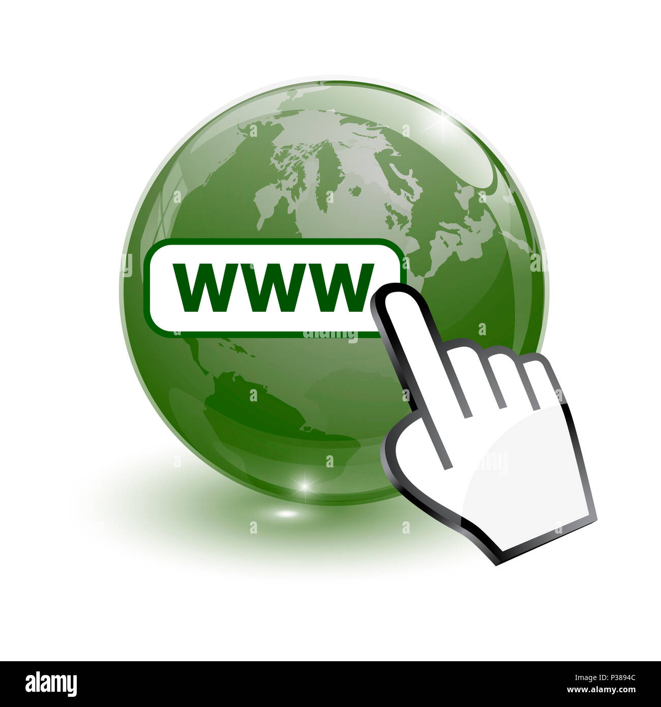 Mappa del mondo e il world wide web la ricerca Foto Stock