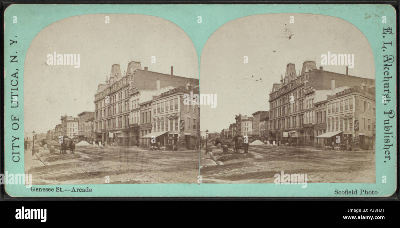 . Genesee Street, Arcade. Titolo alternativo: Città di Utica, N.Y. Copertura: [1866?-1900?]. Impronta di origine: [1866?-1900?]. Elemento digitale pubblicata 4-27-2006; aggiornato 2-11-2009. 122 Genesee Street Arcade, da C. H. Scofield Foto Stock